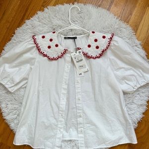 Embroidered Poplin Top